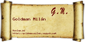 Goldman Milán névjegykártya